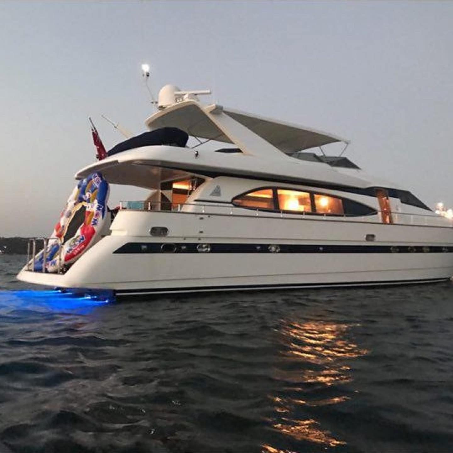 4-bedroom luxury yacht accommodation with covered seating area and light coming from the large cabin